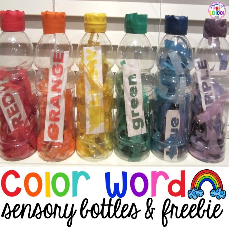 Color Word Sensory Bottles, FREEBIE & GIVEAWAY