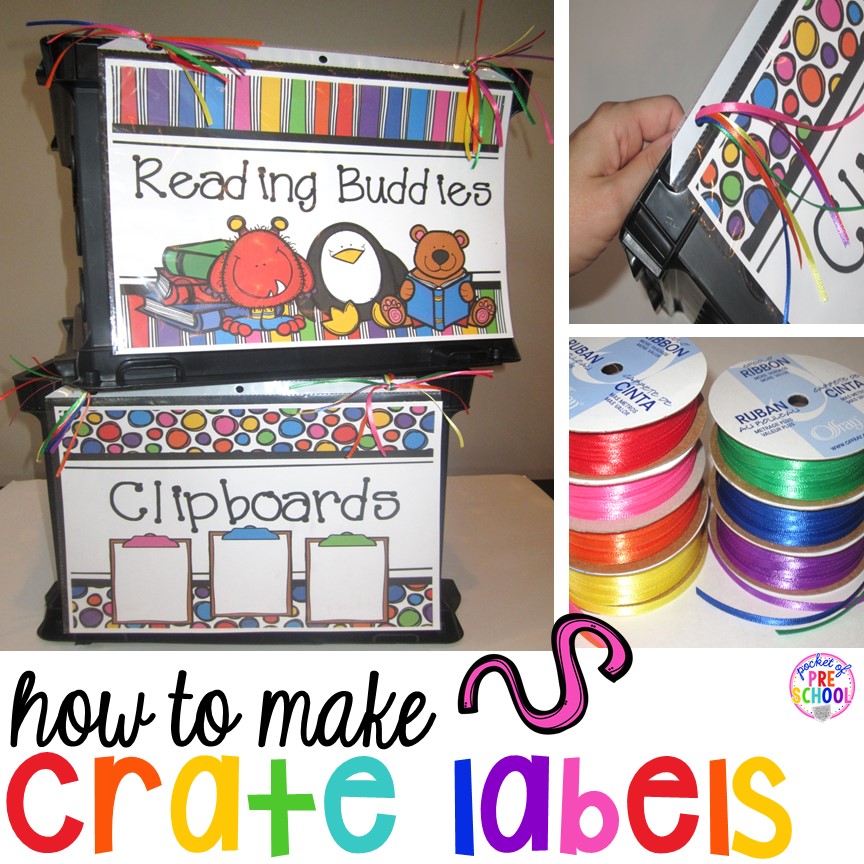 DIY - How to make crate labels for your preschool, pre-k, and kindergarten classroom. Get organized this year.