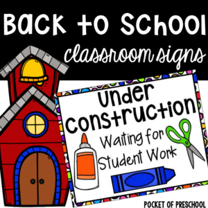 Back to school bulletin board signs to get your year started off right in a preschool, pre-k, and kindergarten room.