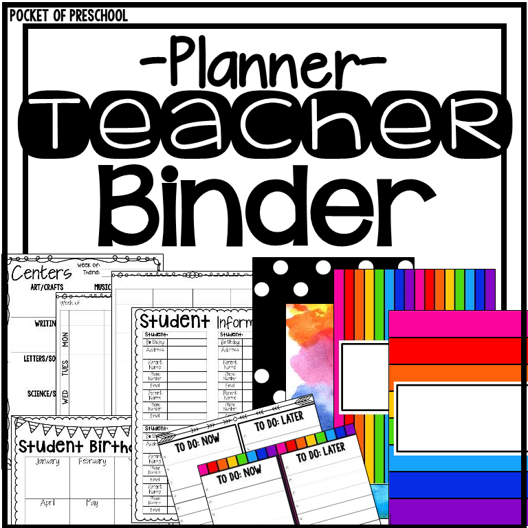 A teacher binder created specifically for preschool, pre-k, and kindergarten teachers