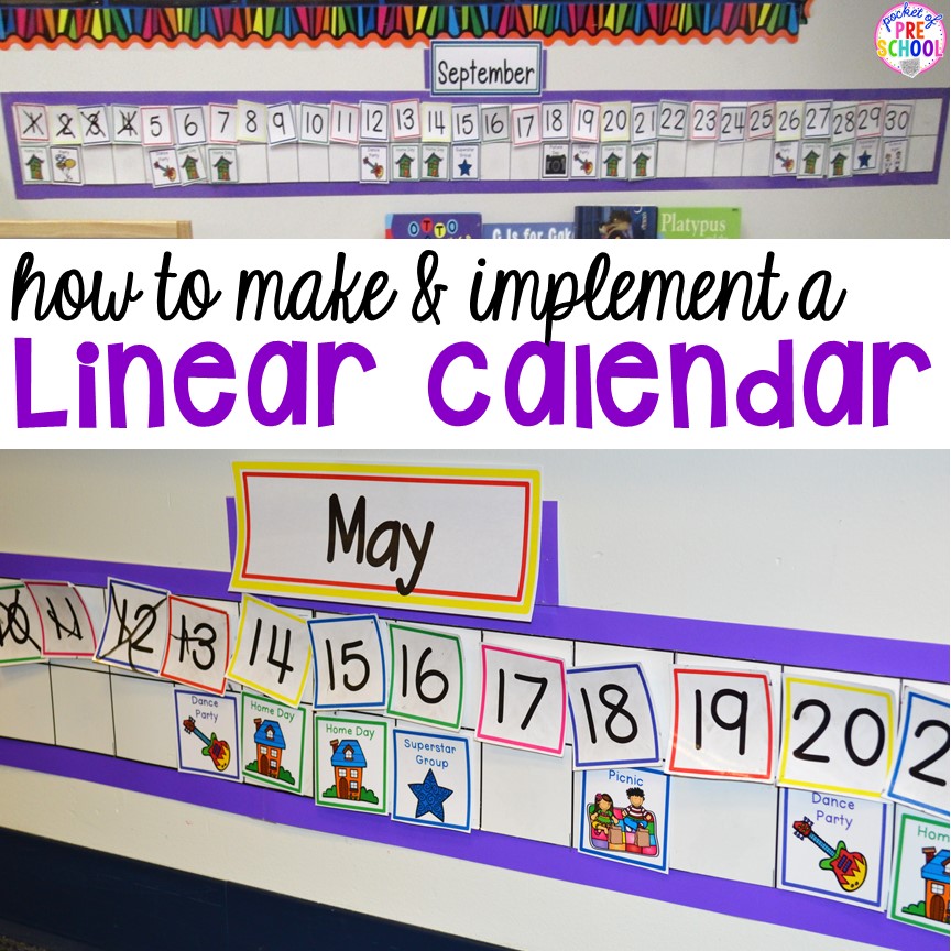 How to Make and Implement a Linear Calendar - Pocket of Preschool