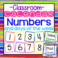 Decorate your preschool, pre-k, and kindergarten room with these rainbow calendar numbers