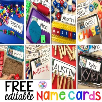 FREE Editable Name Cards perfect to use all over the classroom to help preschool, pre-k, and kindergarten kiddos learn their names. #names #preschool #learnnames #pre-k #namecards