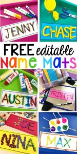 FREE Editable Name MATS perfect to use all over the classroom to help preschool, pre-k, and kindergarten kiddos learn their names. #names #preschool #learnnames #pre-k #namecards