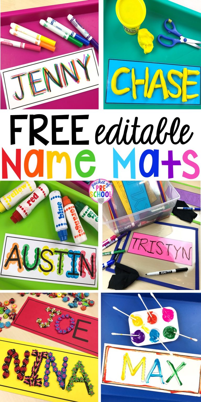 FREE Editable Name Mats - Pocket of Preschool