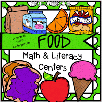 Food and nutrition math and literacy centers for preschool, pre-k, and kindergarten students
