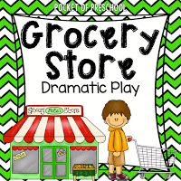 Set up a grocery store dramatic play area in your preschool, pre-k, or kindergarten room