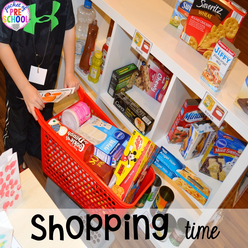 Grocery Store dramatic play! How to set it up and add literacy and math opportunities to the grocery store in your preschool, pre-k, and kindergarten classroom.