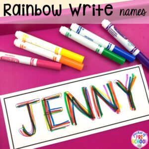 FREE name trace cards to teach student's his/her names! Perfect for preschool, pre-k, and kindergarten. #preschool #pre-k #backtoschool #namecards