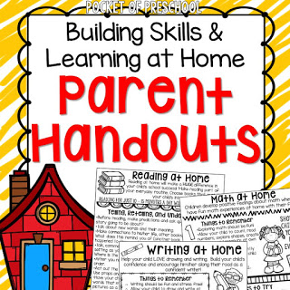 Parent Handouts to keep kids learning at home. Fun easy activities parents can do. Perfect or preschool, pre-k, and kindergarten. 