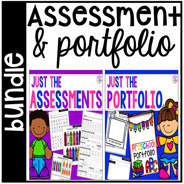 Assessments & Student Portfolios! Assessment pages, student pages, portfolio binders, teacher data pages (class and individual), progress reports, and tons of editable parts too for Preschool & Kindergarten Portfolio & Skills Assessments made EASY!