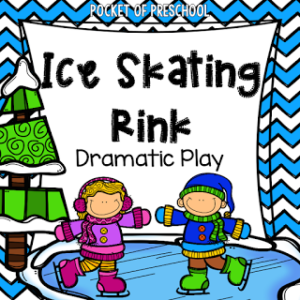 Set up an ice skating rink dramatic play area in your preschool, pre-k, and kindergarten room.