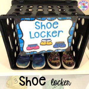 Shoe locker at the Ice Rink in dramatic play! Fun for a winter theme.