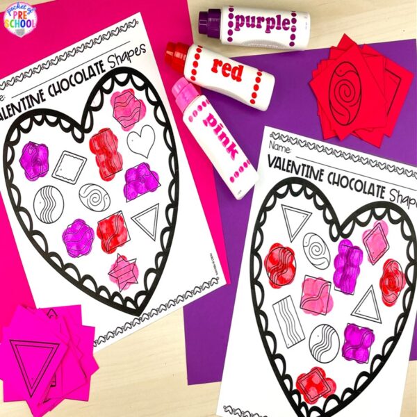 Have a Valentine's theme in your preschool, pre-k, or kindergarten classroom while learning math and literacy skills.