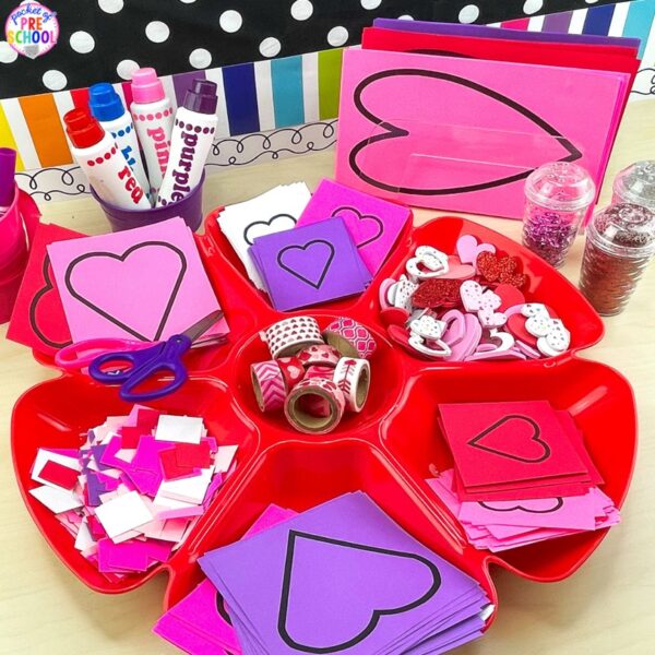 Have a Valentine's theme in your preschool, pre-k, or kindergarten classroom while learning math and literacy skills.