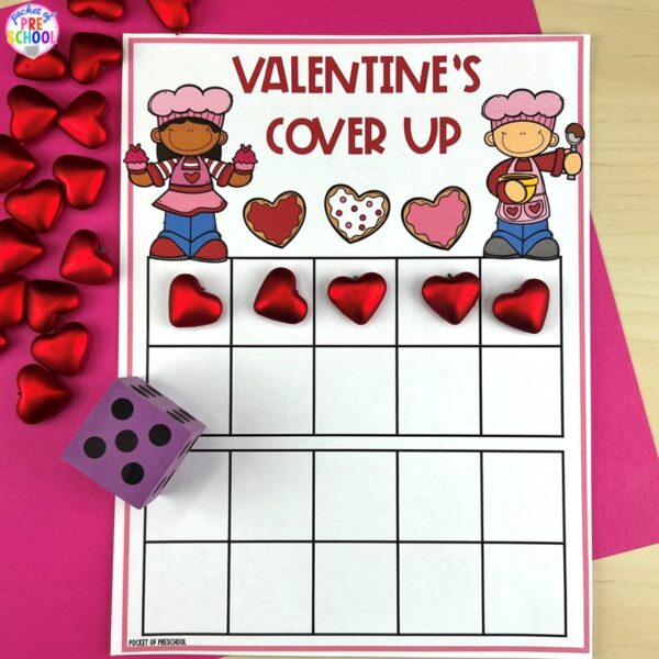 Have a Valentine's theme in your preschool, pre-k, or kindergarten classroom while learning math and literacy skills.