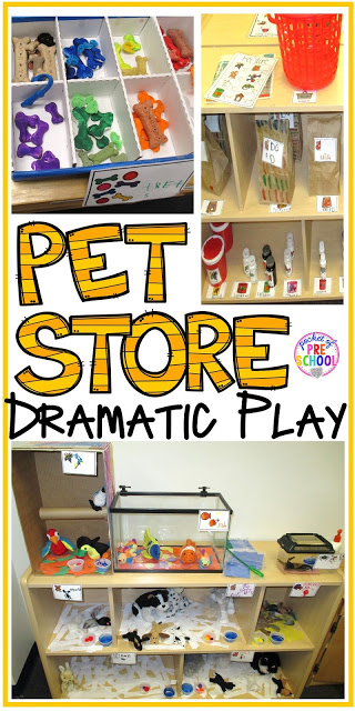 How to set up a pet store in your dramatic play center (with tons of math and literacy learning opportunities)