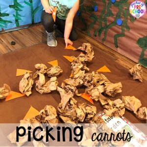 Pick carrots at the farm. The farmer can collect the eggs during play!