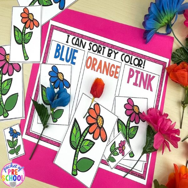 Have a spring theme in your preschool, pre-k, or kindergarten classroom while learning math and literacy skills.