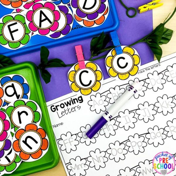 Have a spring theme in your preschool, pre-k, or kindergarten classroom while learning math and literacy skills.