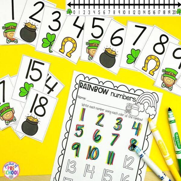 Have a St. Patrick's Day theme in your preschool, pre-k, or kindergarten classroom while learning math and literacy skills.
