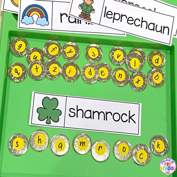 Have a St. Patrick's Day theme in your preschool, pre-k, or kindergarten classroom while learning math and literacy skills.