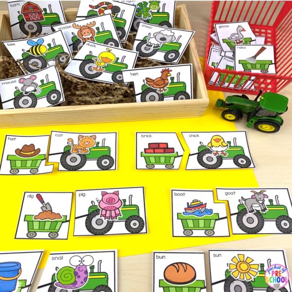 Have a farm theme in your preschool, pre-k, or kindergarten classroom while learning math and literacy skills.