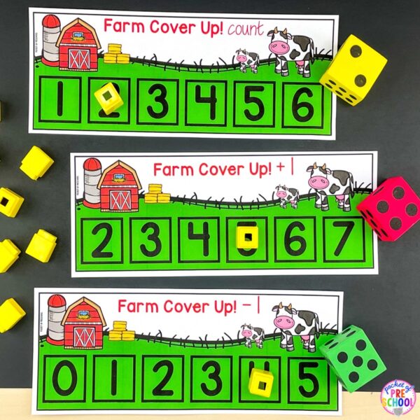 Have a farm theme in your preschool, pre-k, or kindergarten classroom while learning math and literacy skills.