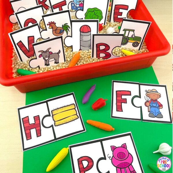 Have a farm theme in your preschool, pre-k, or kindergarten classroom while learning math and literacy skills.