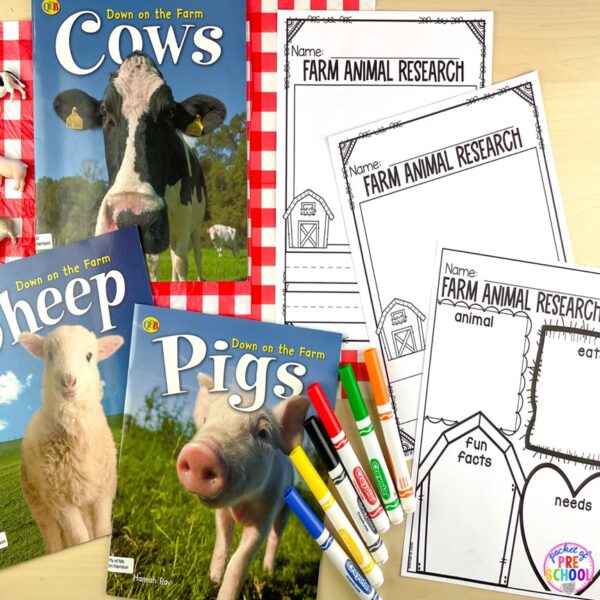 Have a farm theme in your preschool, pre-k, or kindergarten classroom while learning math and literacy skills.