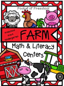 Farm math and literacy centers for preschool, pre-k, and kindergarten students