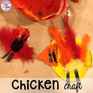 Chicken craft plus tons of farm themed art, sensory, and fine motor activities for preschool & pre-k. #farmtheme #preschool #pre-k #pocketofpreschool
