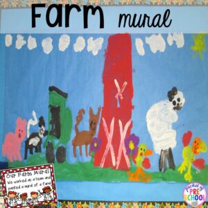 Farm kid mural plus tons of farm themed art, sensory, and fine motor activities for preschool & pre-k. #farmtheme #preschool #pre-k #pocketofpreschool