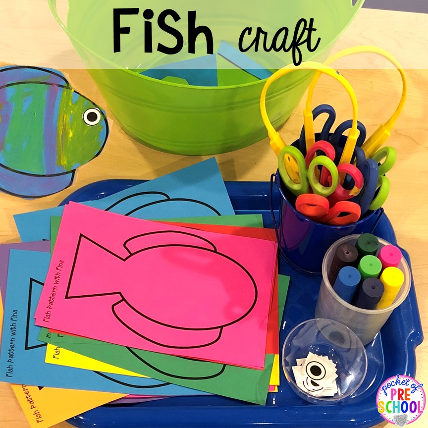 Fish craft! Ocean animal crafts to build fine motor skills for preschool, pre-k, nad kindergarten.
