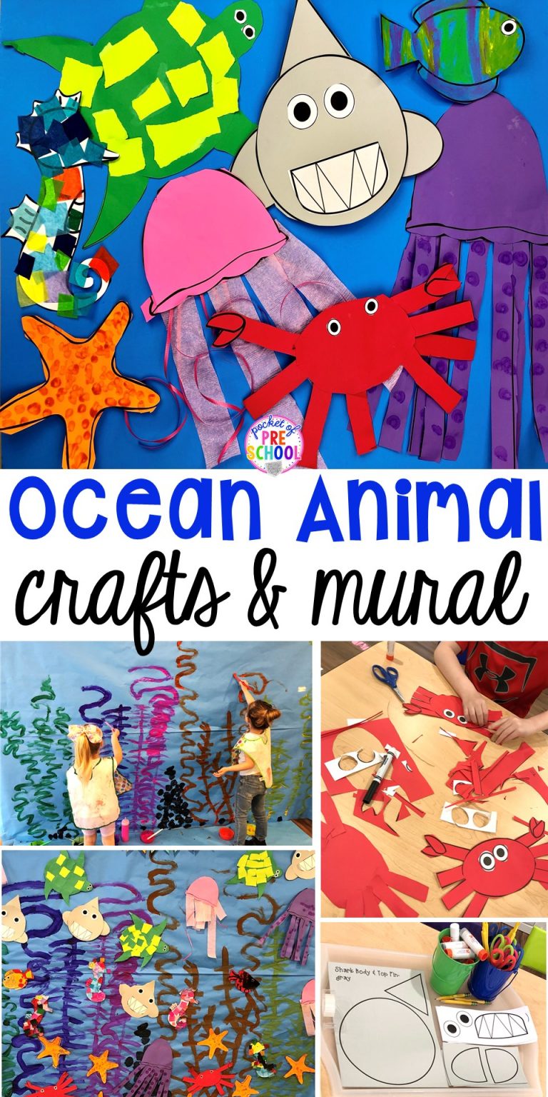 Ocean Animal Crafts and Ocean Mural - Pocket of Preschool