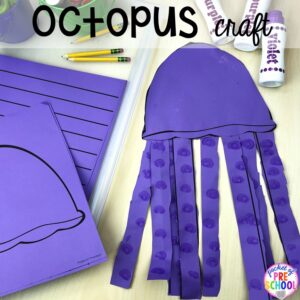Octopus craft! Ocean animal crafts to build fine motor skills for preschool, pre-k, nad kindergarten.