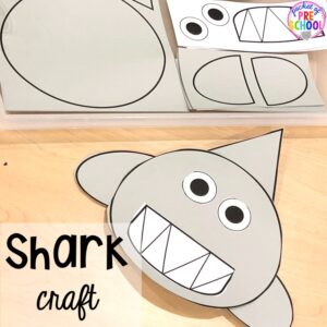 Shark craft! Ocean animal crafts to build fine motor skills for preschool, pre-k, nad kindergarten.