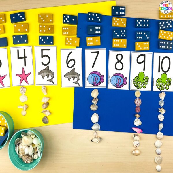 Have a summer theme in your preschool, pre-k, or kindergarten classroom while learning math and literacy skills.