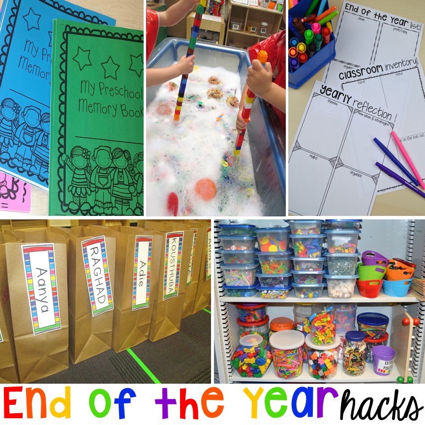 FREE end of the year lists plus more End of the year teacher and students HACKS to make the end of the year and back to school less easy! Perfect for preschool, pre-k, and kindergarten.