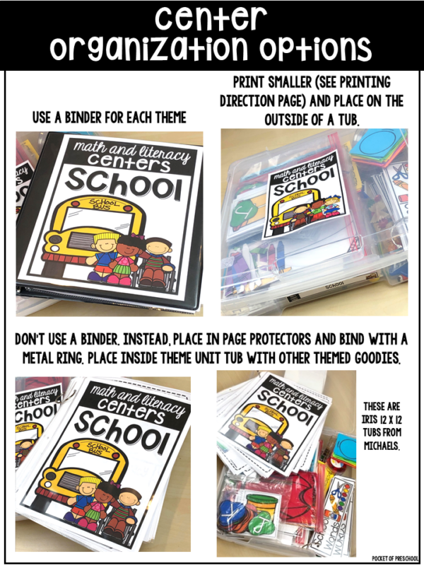 Organize your centers with these binder spines and covers for your preschool, pre-k, kindergarten room.