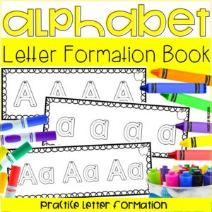 Alphabet Letter Formation Books are a fun, hands-on way to practice letter formation. Three different letter books are included: just uppercase, just lowercase, and both uppercase and lowercase. Students practice making letters in many ways, such as paint, rainbow write, and collage. This has been designed for a preschool, pre-k, or kindergarten classroom.