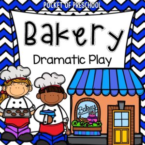 Create a bakery dramatic play in your preschool, pre-k, and kindergarten classroom for learning through play.