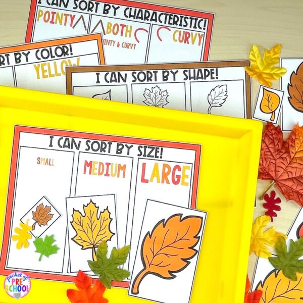 Have a fall theme in your preschool, pre-k, or kindergarten classroom while learning math and literacy skills.
