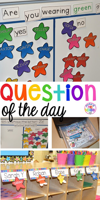 Question of the day in my preschool classroom. Tips and tricks to implement it in the classroom and WHAT students are learning. Perfect for preschool and kindergarten.