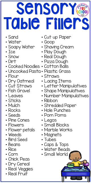 Sensory table ideas - sensory filler list, sensory tools list plus how to make it meaningful play in your early childhood classroom