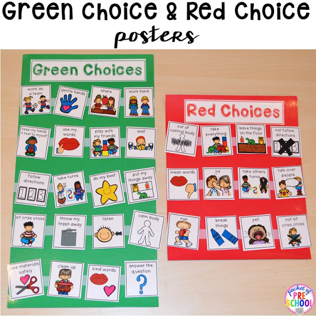 Green And Red Choice Board Pocket Of Preschool