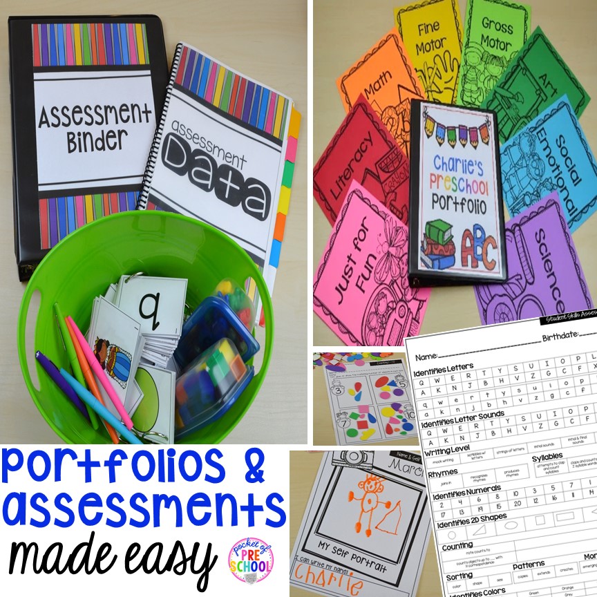 Make assessments & portfolios easy and manageable! Just print, assess, record, and file! Perfect for preschool, pre-k, and kindergarten.