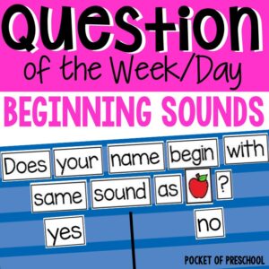 Learn about beginning sounds and forming an opinion with these question of the day cards designed for preschool, pre-k, and kindergarten.