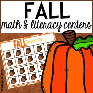 Have a fall theme in your preschool, pre-k, or kindergarten classroom while learning math and literacy skills.