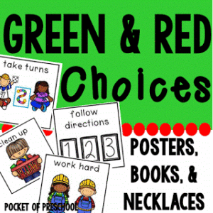 Green and red choices is a behavior management system designed for preschool, pre-k, and kindergarten students